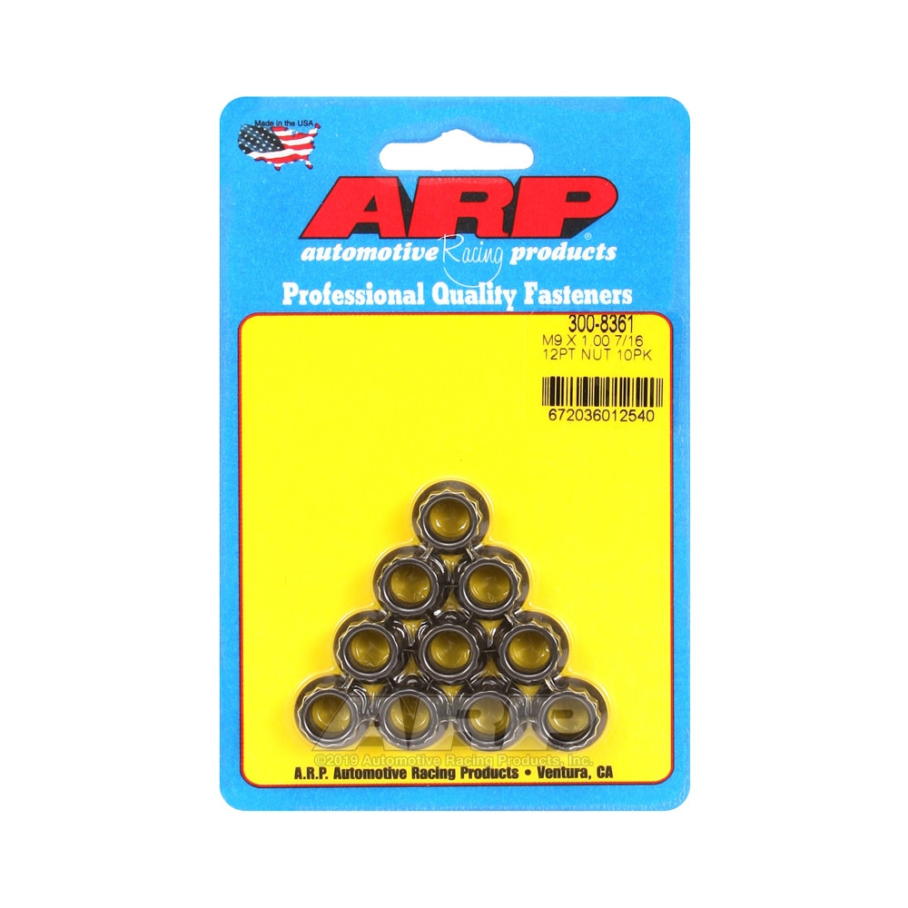 Confezione di dadi ARP (10) M9 x 1,00 - Oxyde nero 12 punti - ARP-300-8361 - 300-8361 - 3666618223759