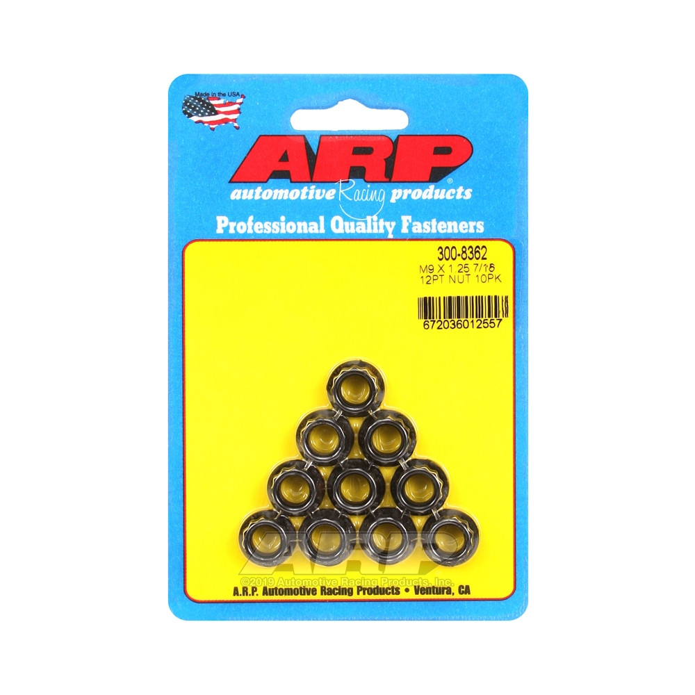 Set moeren ARP (10) M9 x 1,25 - Zwart Oxyde 12 pts - ARP-300-8362 - 300-8362 - 3666618223766