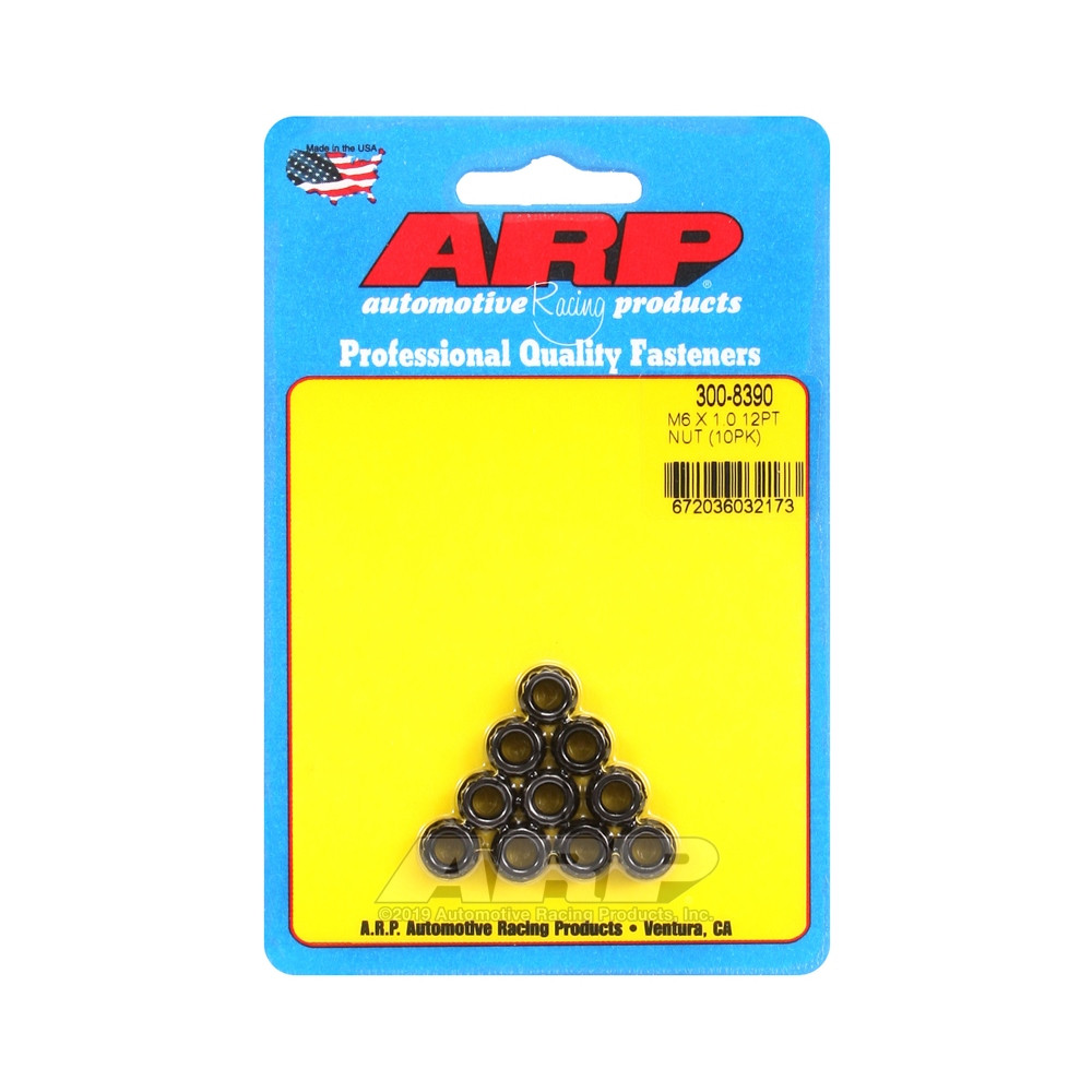 Set moeren ARP (10) M6 x 1,00 - Black Oxyde 12 pts - ARP-300-8390 - 300-8390 - 3666618223971