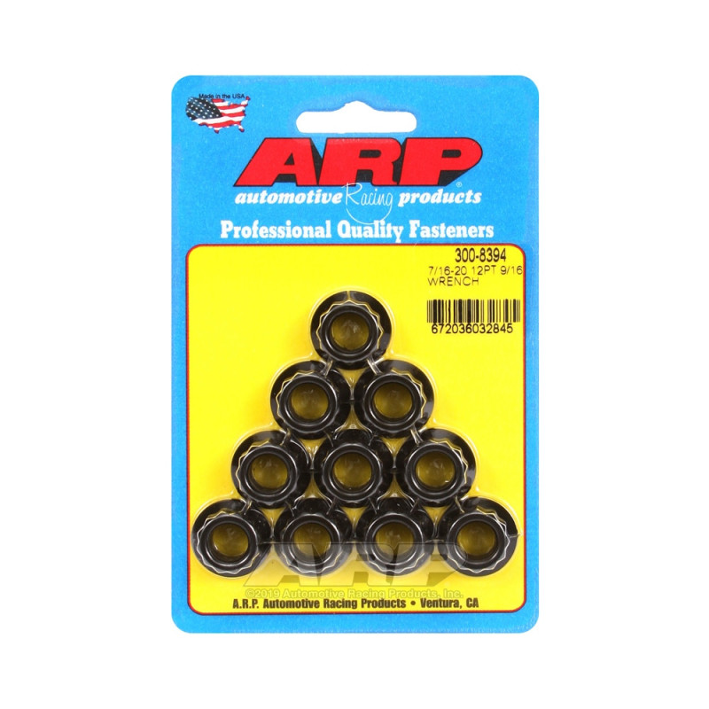 Pack ARP nuts (10) 7/16-20 - Black Oxyde 12 pts - ARP-300-8394 - 300-8394 - 3666618224015