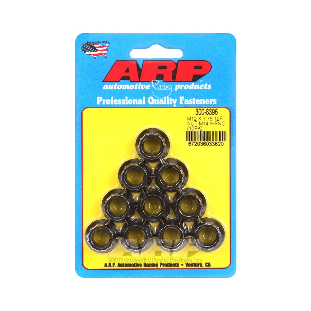 Pack écrous ARP (10) M12 x 1.75 - Black Oxyde 12 pts - ARP-300-8396 - 300-8396 - 3666618224039