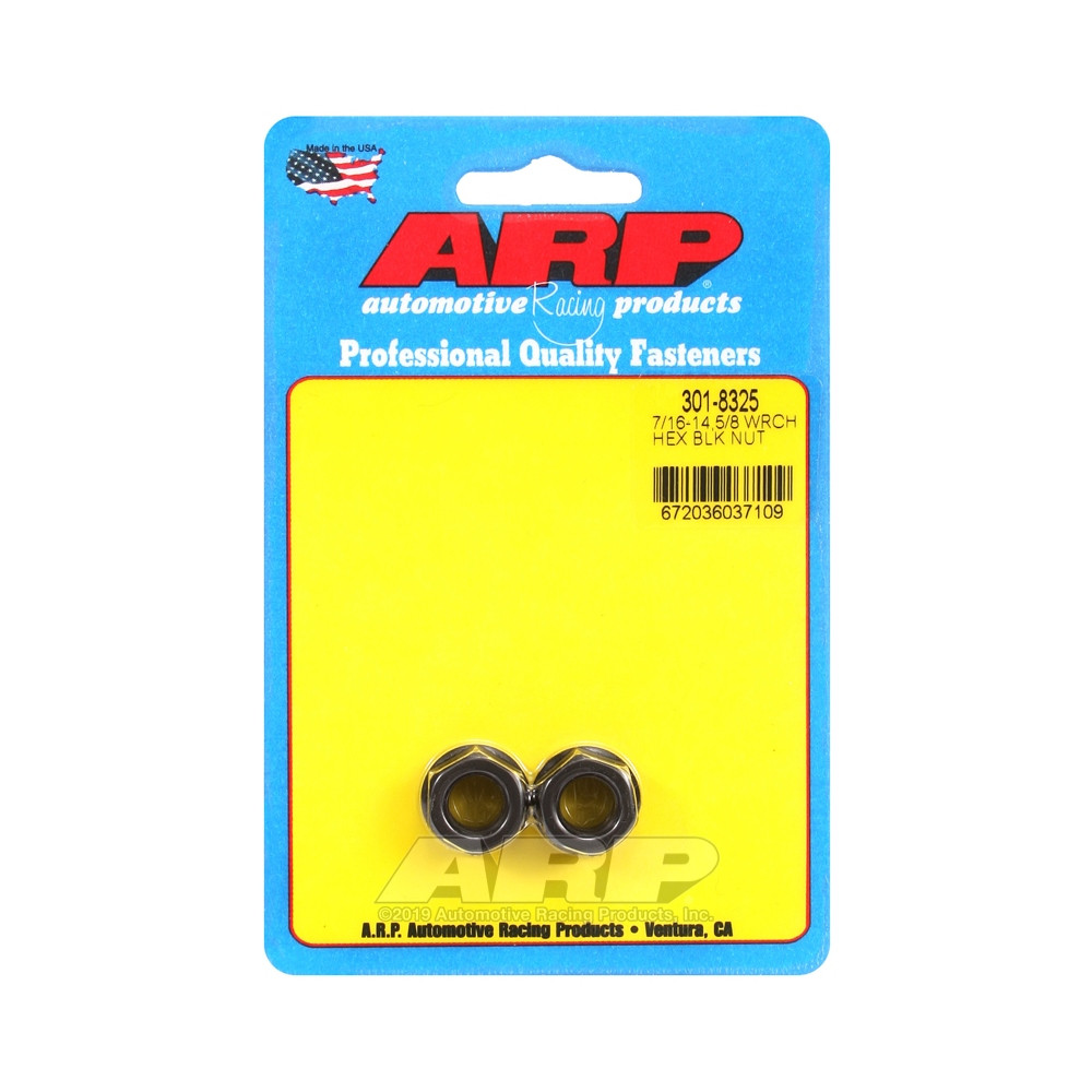 ARP Nuts Pack (2) 7/16-14 - Black Oxyde Hex - ARP-301-8325 - 301-8325 - 3666618224282