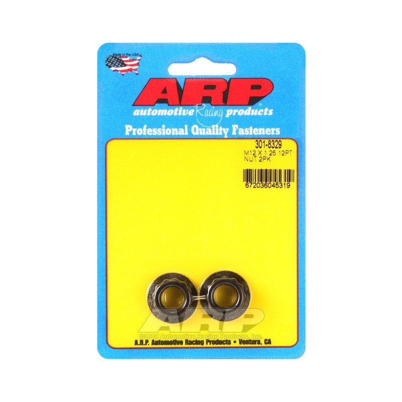 ARP nut pack (2) M12 x 1.25 - Black Oxyde 12 pts - ARP-301-8329 - 301-8329 - 3666618224329