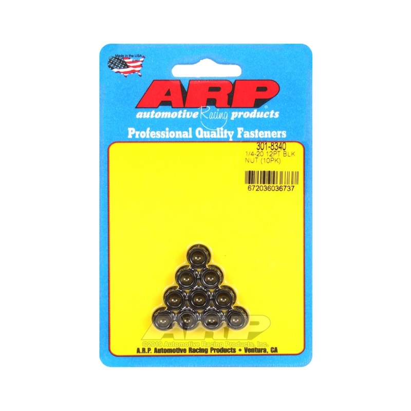 Pack ARP nuts (10) 1/4-20 - Black Oxyde 12 pts - ARP-301-8340 - 301-8340 - 3666618224428
