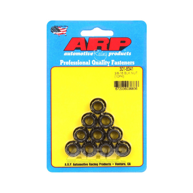 Confezione dadi ARP (10) 3/8-16 - Black Oxyde 12 pts - ARP-301-8341 - 301-8341 - 3666618224435