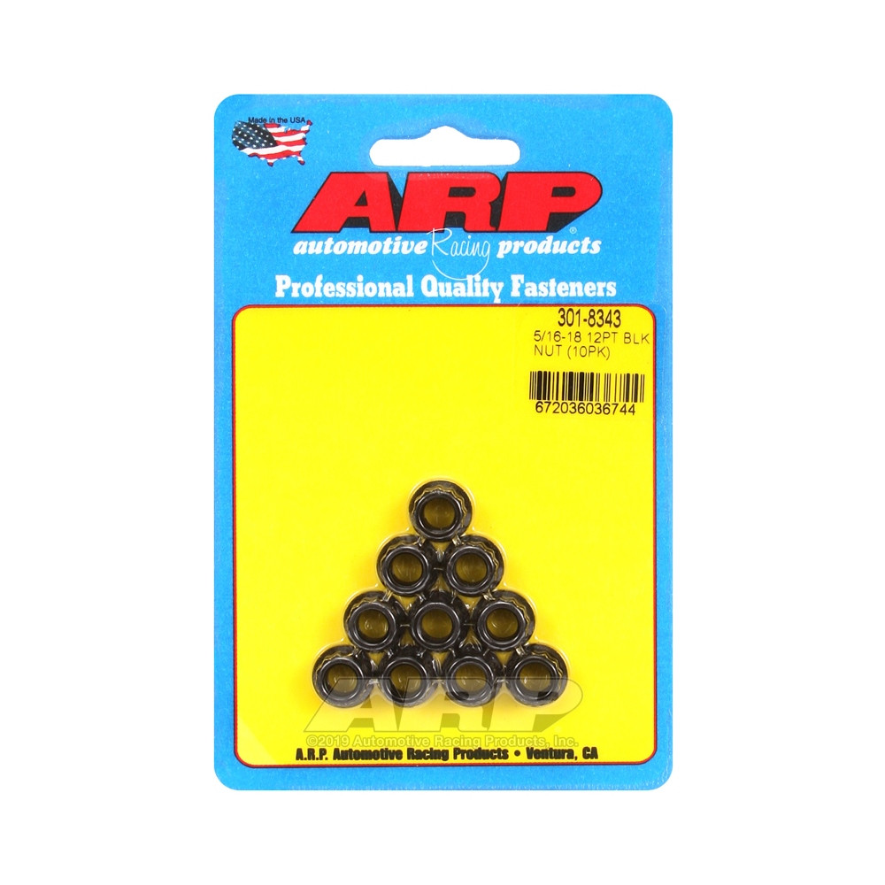 Confezione dadi ARP (10) 5/16-18 - Black Oxyde 12 pts - ARP-301-8343 - 301-8343 - 3666618224459