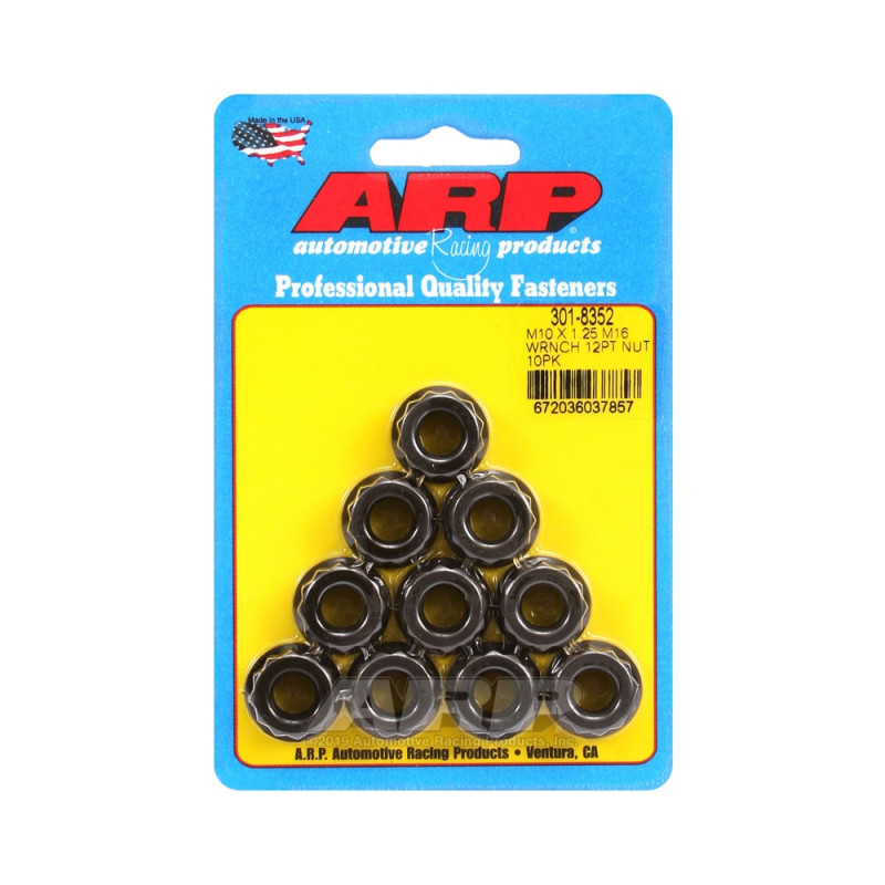 ARP Nuts Pack (10) M10 x 1.25 - Black Oxyde 12 pts - ARP-301-8352 - 301-8352 - 3666618224534
