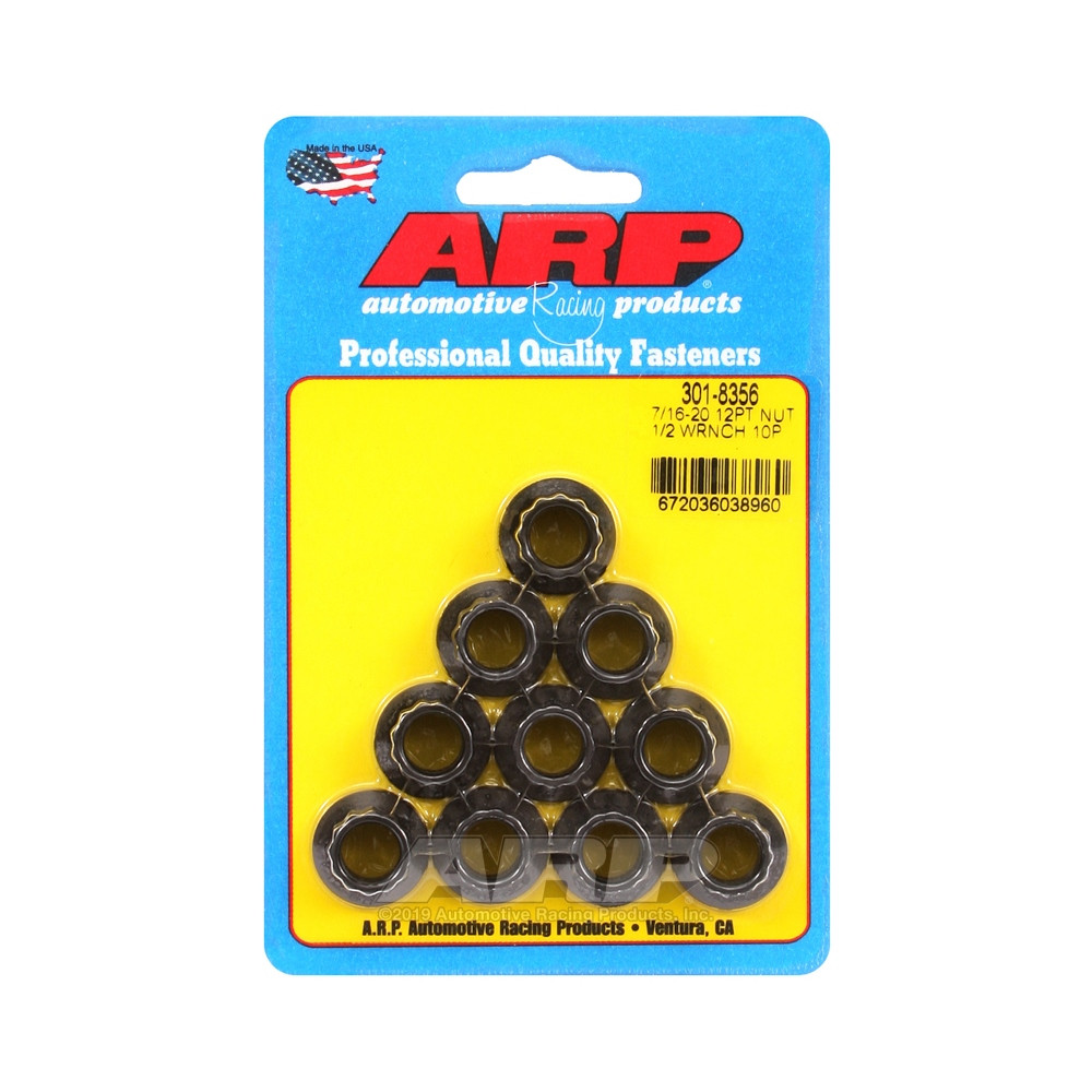 Pack ARP Nuts (10) 7/16-20 - Black Oxyde 12 pts - ARP-301-8356 - 301-8356 - 3666618224572