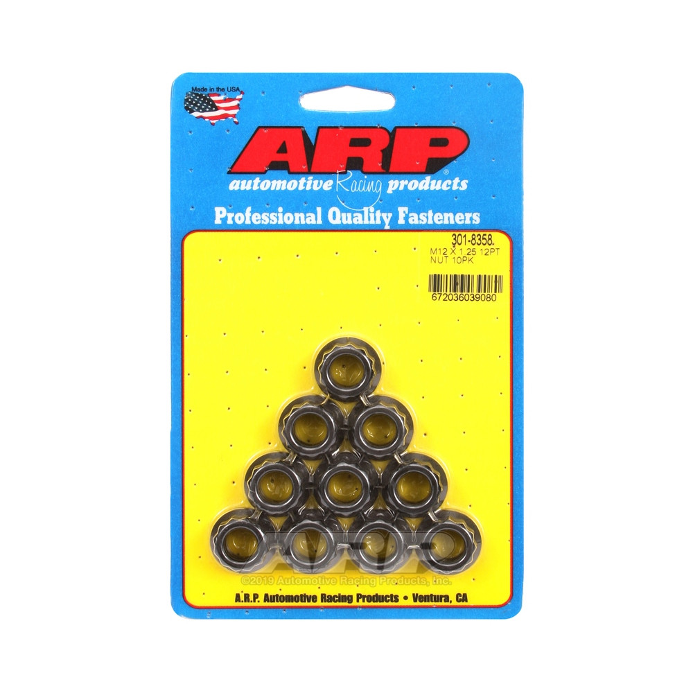 Confezione dadi ARP (10) M12 x 1,25 - Black Oxyde 12 pts - ARP-301-8358 - 301-8358 - 3666618224589