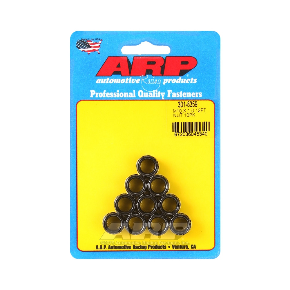 Pack ARP nuts (10) M10 x 1.00 - Black Oxyde 12 pts - ARP-301-8359 - 301-8359 - 3666618224596