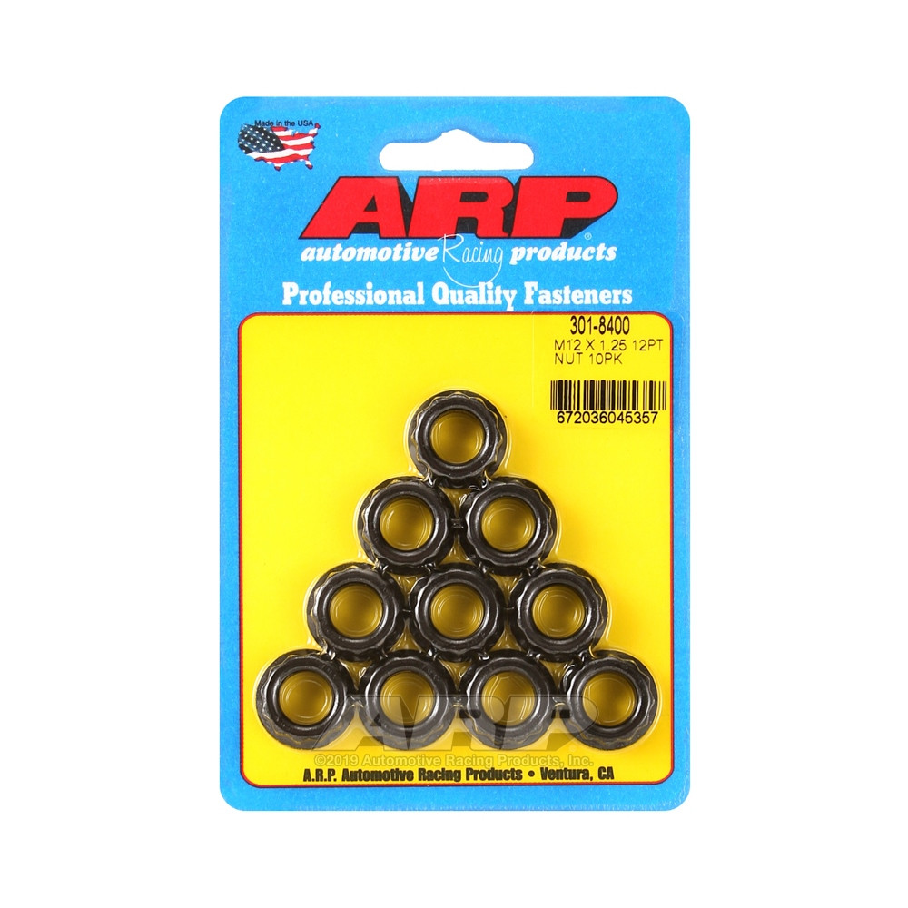 Pack écrous ARP (10) M12 x 1.25 - Black Oxyde 12 pts - ARP-301-8400 - 301-8400 - 3666618224664
