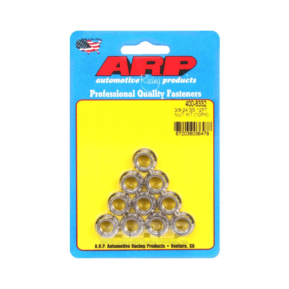 Confezione dadi ARP (10) 3/8-24 - Acciaio inox 12 pts - ARP-400-8332 - 400-8332 - 3666618224909