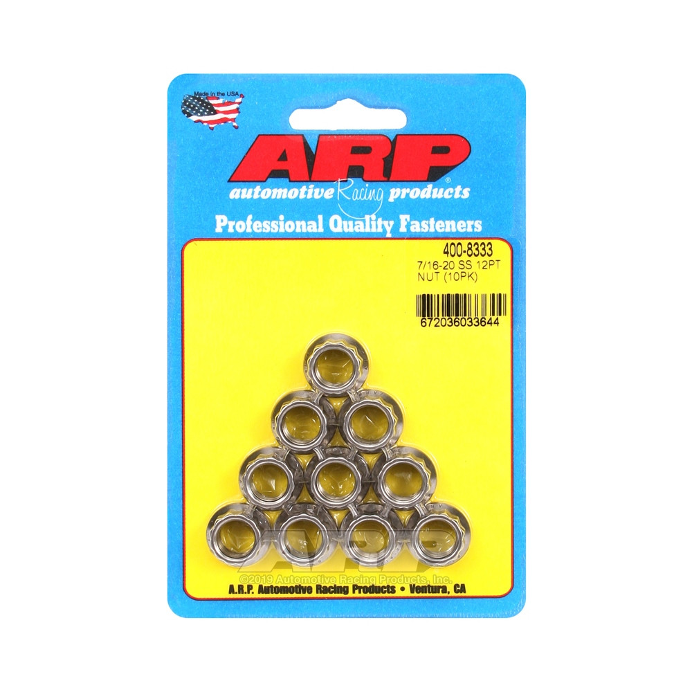Confezione dadi ARP (10) 7/16-20 - Acciaio inox 12 pts - ARP-400-8333 - 400-8333 - 3666618224916