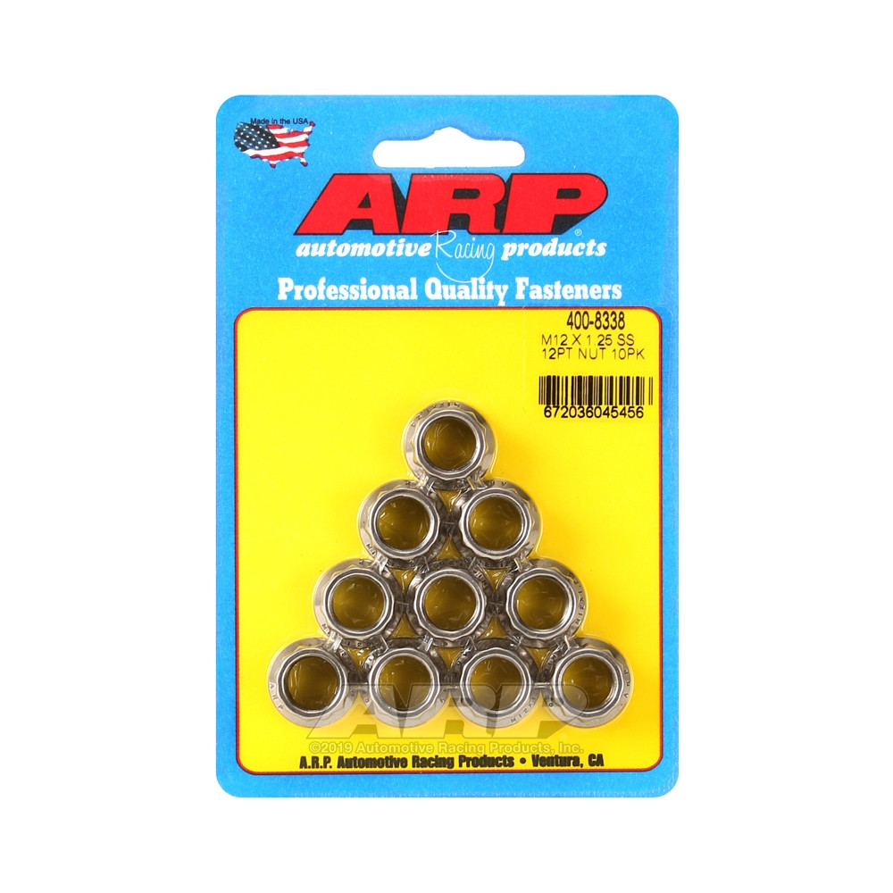 Set moeren ARP (10) M12 x 1,25 - Roestvast staal 12 stuks - ARP-400-8338 - 400-8338 - 3666618224954