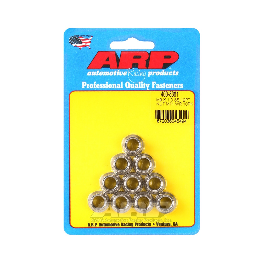 Confezione di dadi ARP (10) M9 x 1,00 - Acciaio inox 12 pz. - ARP-400-8361 - 400-8361 - 3666618225104