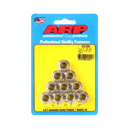 Set moeren ARP (10) M10 x 1,25 - Roestvast staal 12 stuks