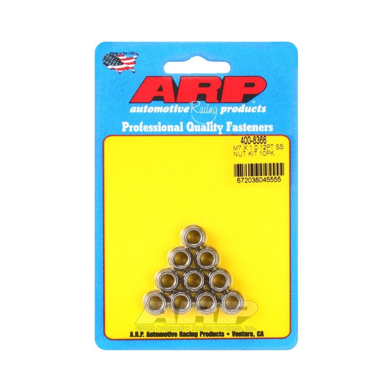 Confezione di dadi ARP (10) M7 x 1,00 - Acciaio inox 12 pz. - ARP-400-8366 - 400-8366 - 3666618225135