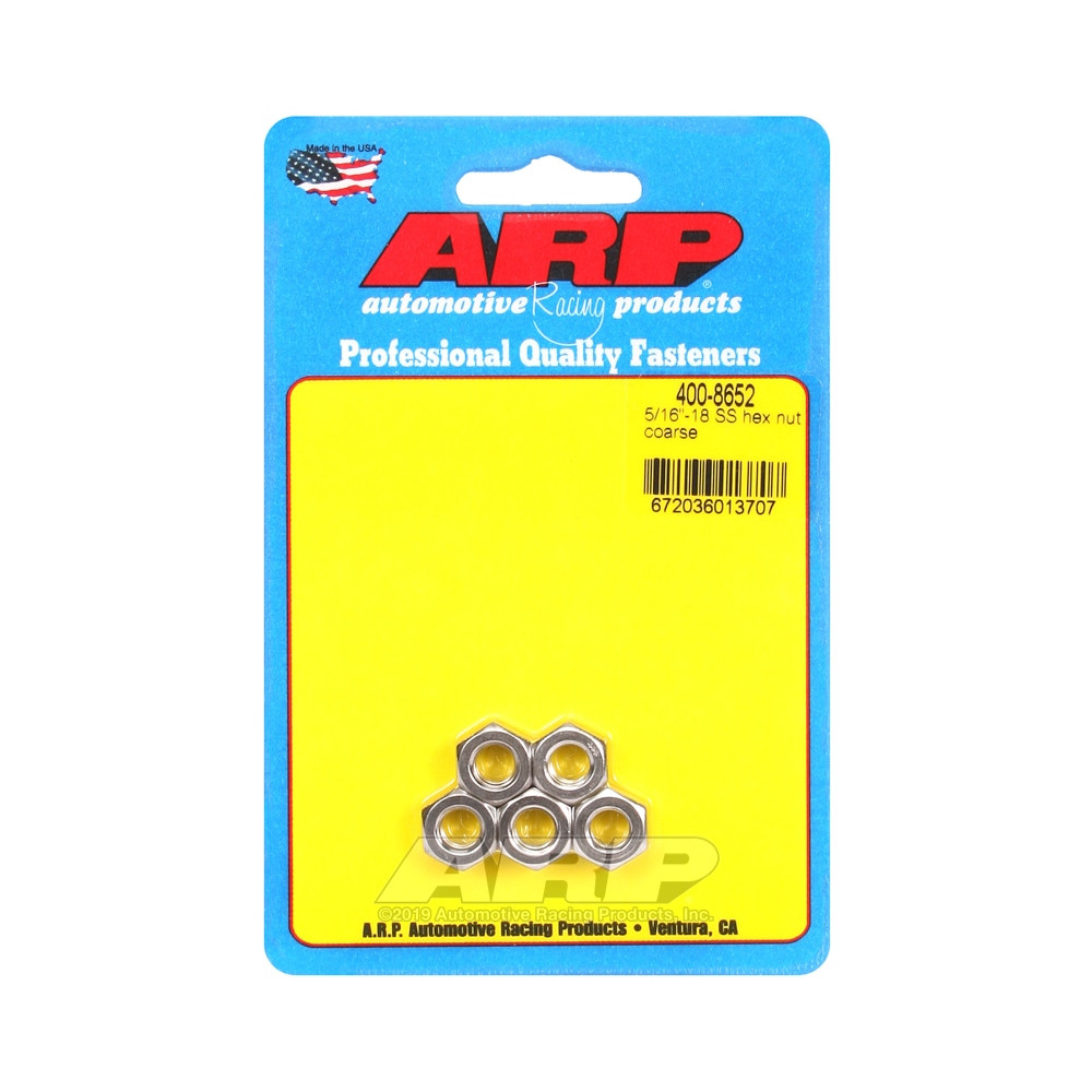 Pack écrous ARP (5) 5/16-18 - Inox Hex - ARP-400-8652 - 400-8652 - 3666618225784