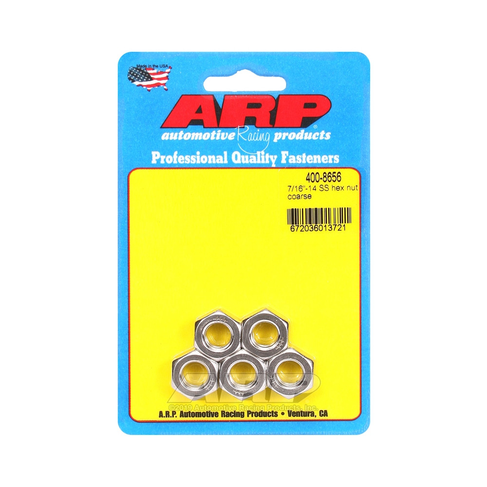 ARP nut pack (5) 7/16-14 - Stainless steel Hex - ARP-400-8656 - 400-8656 - 3666618225807