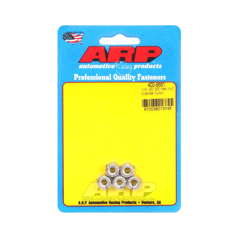 ARP nut pack (5) 1/4-20 - Stainless steel Nyloc Hex - ARP-400-8661 - 400-8661 - 3666618225821