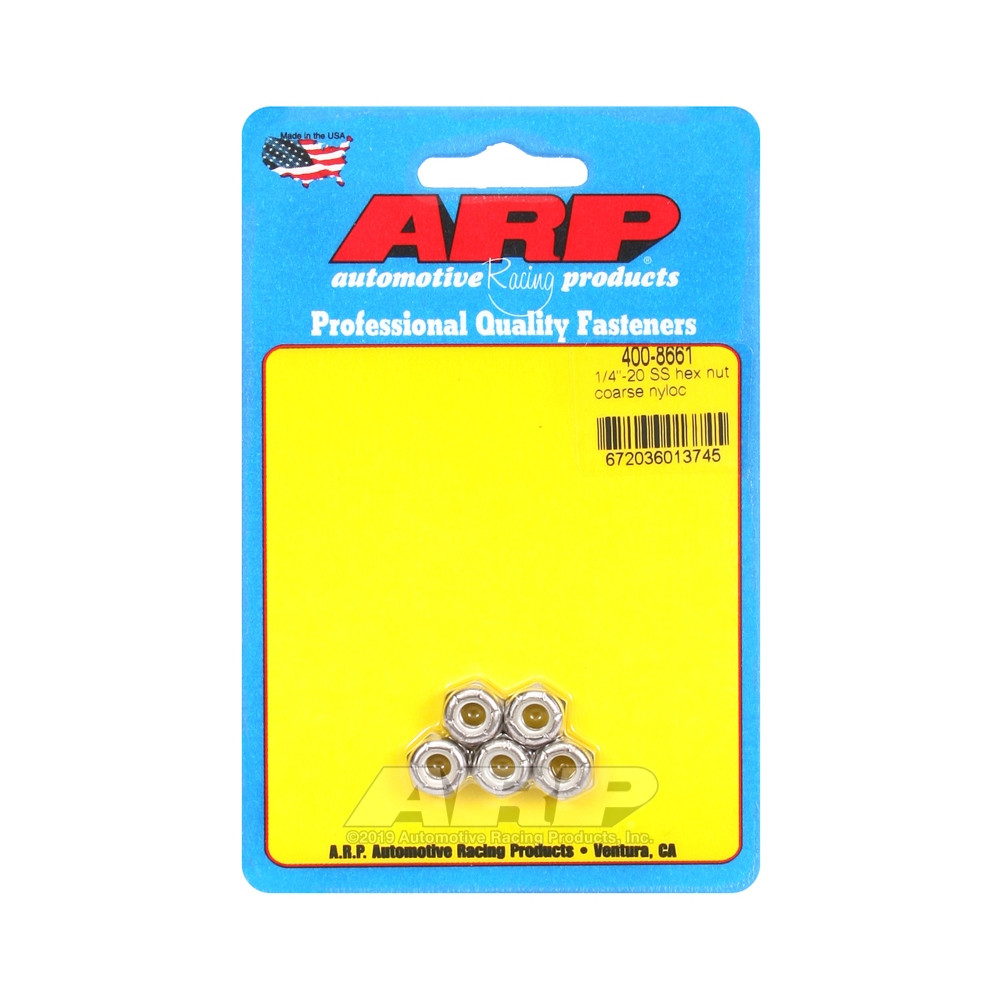 Pack écrous ARP (5) 1/4-20 - Inox Nyloc Hex - ARP-400-8661 - 400-8661 - 3666618225821