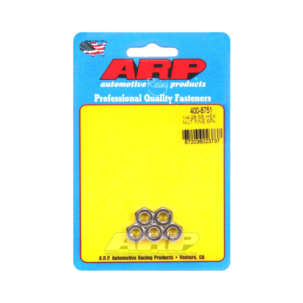 Pack (5) ARP nuts 1/4-28 - Stainless Hex - ARP-400-8751 - 400-8751 - 3666618225920