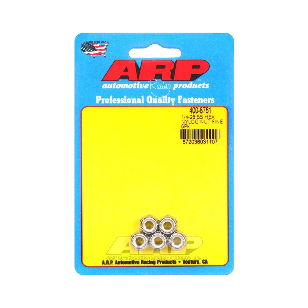 Pack écrous ARP (5) 1/4-28 - Inox Nyloc Hex - ARP-400-8761 - 400-8761 - 3666618225975