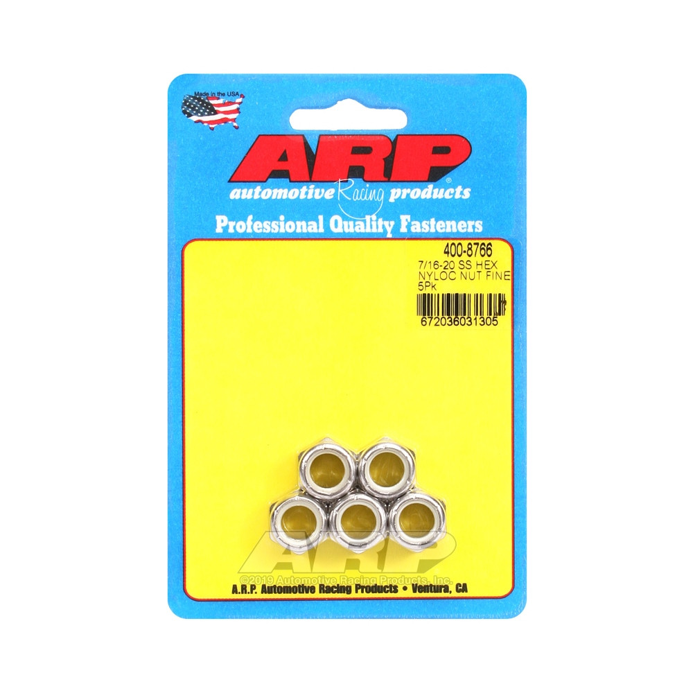 Set moeren ARP (5) 7/16-20 - Roestvrij staal Nyloc Hex - ARP-400-8766 - 400-8766 - 3666618226019
