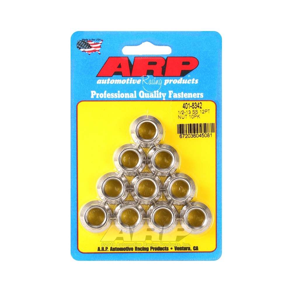 Set moeren ARP (10) 1/2-13 - Roestvast staal 12 pts - ARP-401-8342 - 401-8342 - 3666618226316