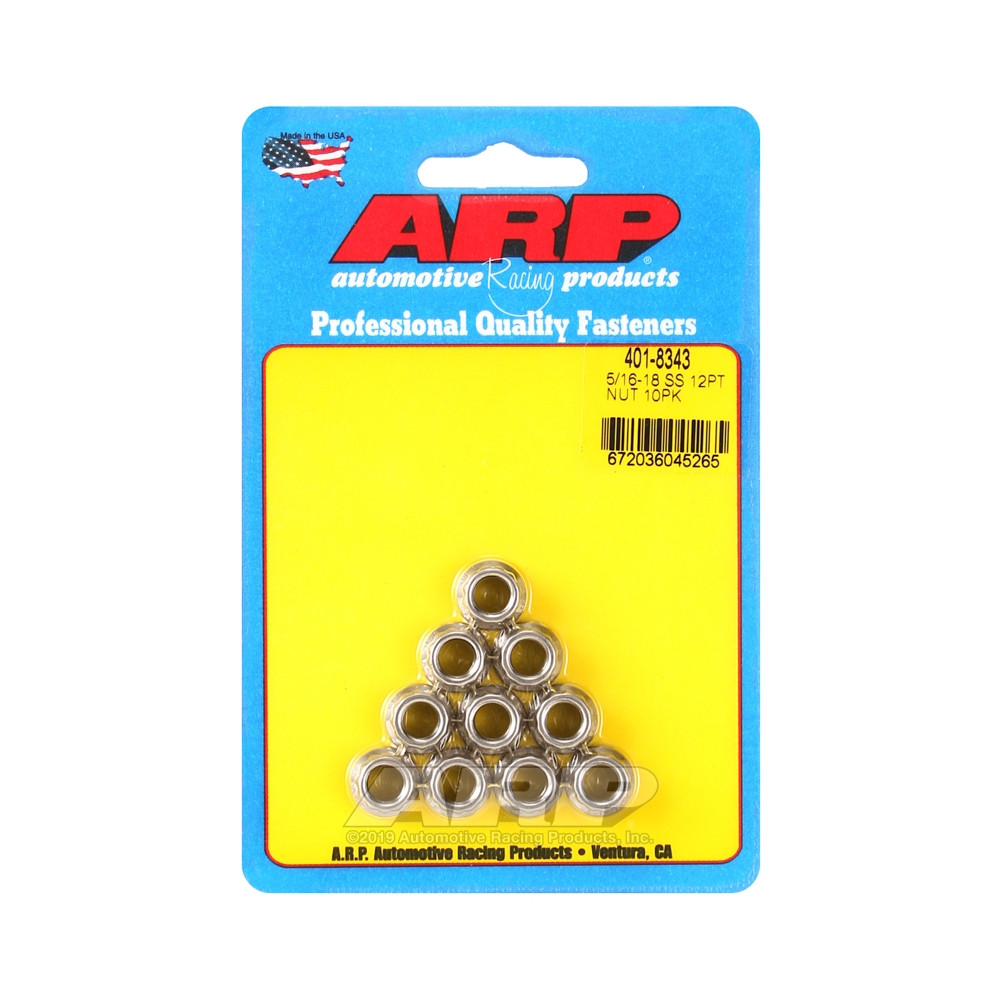ARP nuts pack (10) 5/16-18 - Stainless steel 12 pts - ARP-401-8343 - 401-8343 - 3666618226323