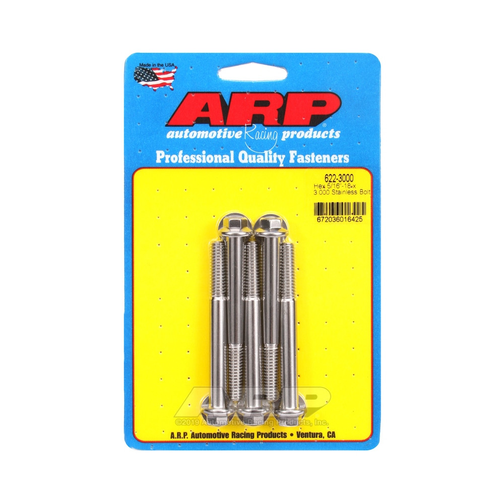 Șuruburi și piulițe universale ARP 5/16-18 – Șuruburi hexagonale din oțel inoxidabil x5 - ARP-622-3000 - 622-3000 - 3666618192116