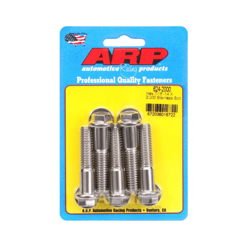 Universal Bolt ARP 7/16-14 - Stainless Hex x5 - ARP-624-2000 - 624-2000 - 3666618192413