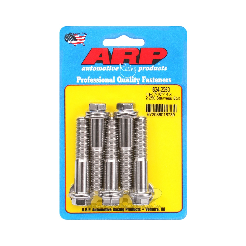 Universal Bolt ARP 7/16-14 - Stainless Hex x5 - ARP-624-2250 - 624-2250 - 3666618192420