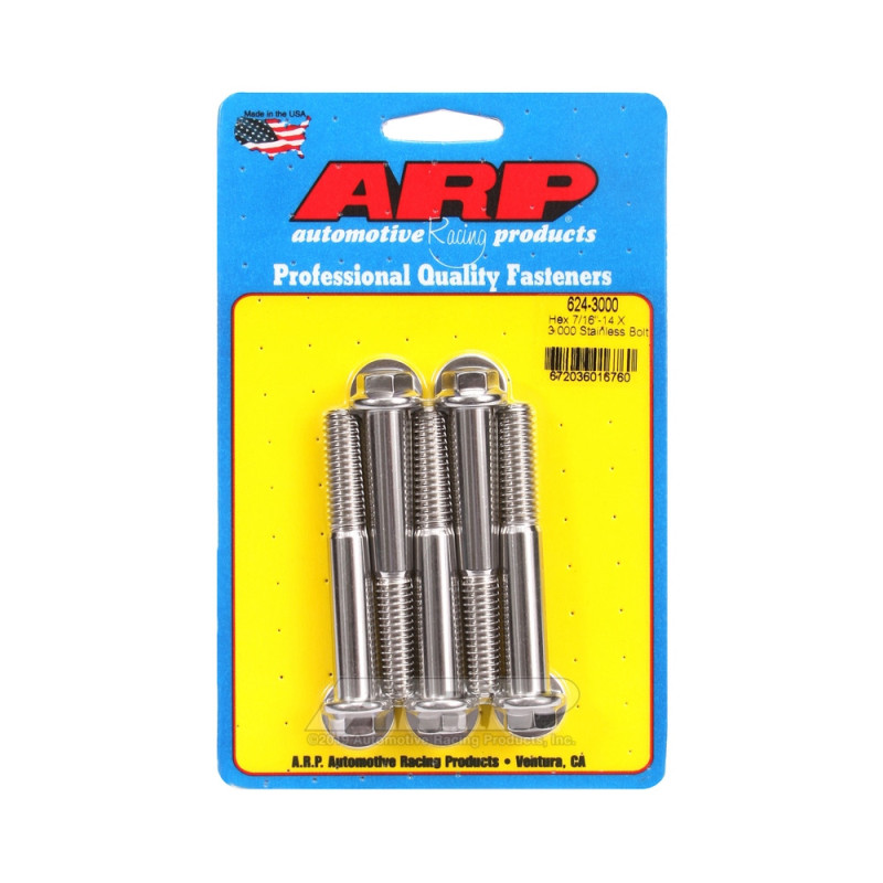 Universal Bolt ARP 7/16-14 - Stainless Hex x5 - ARP-624-3000 - 624-3000 - 3666618192451