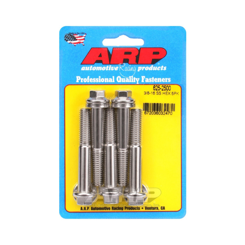 ARP Universal Head Bolt STD 3/8-16 - Stainless Hex x5 - ARP-625-2500 - 625-2500 - 3666618192611