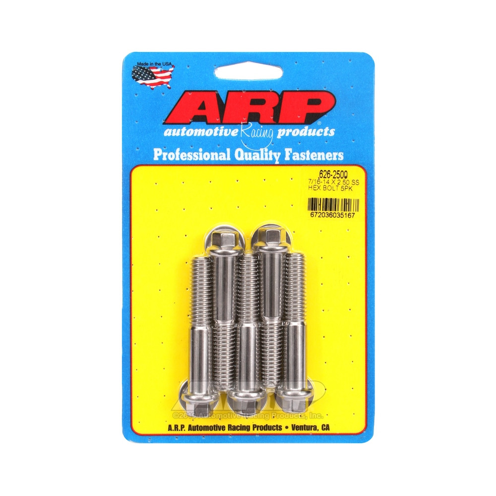 Universal Bolt ARP 7/16-14 - Stainless Hex x5 - ARP-626-2500 - 626-2500 - 3666618192727