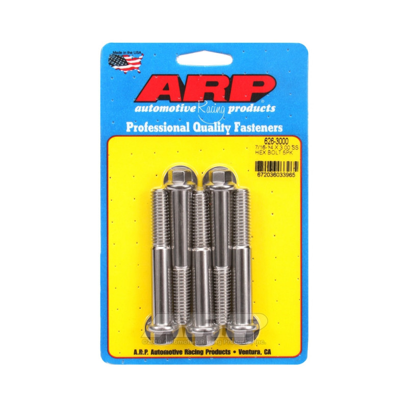 Universal Bolt ARP 7/16-14 - Stainless Hex x5 - ARP-626-3000 - 626-3000 - 3666618192741