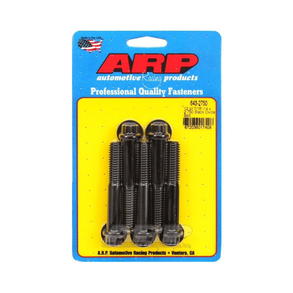 Universal Bolt ARP 7/16-14 - Black Oxyde 12 Pts x5 - ARP-643-2750 - 643-2750 - 3666618193656