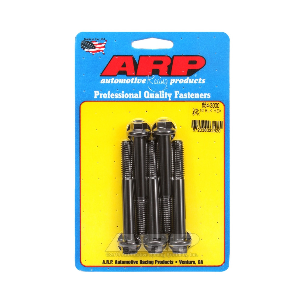 Universele bouten en moeren ARP STD kop 3/8-16 - Zwarte oxide zeskant x5 - ARP-654-3000 - 654-3000 - 3666618195056