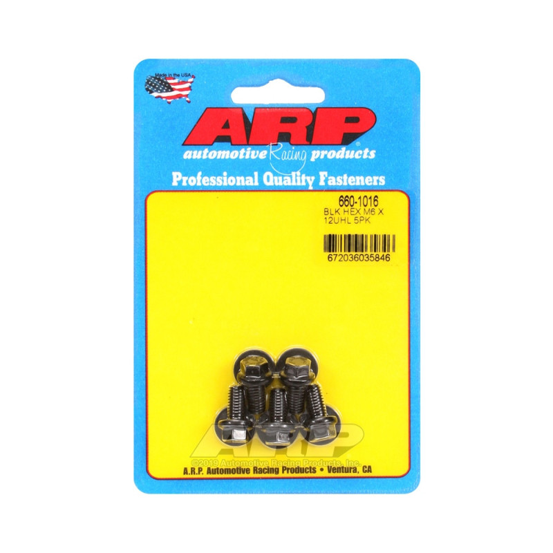 Bullone universale ARP M6 x 1,00 - Esagono ossidato nero x5 - ARP-660-1016 - 660-1016 - 3666618195612