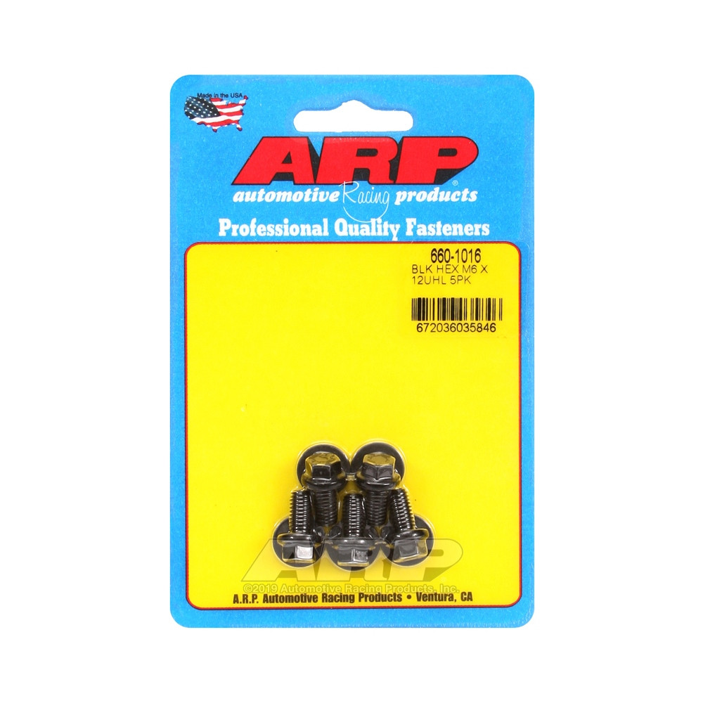 Bullone universale ARP M6 x 1,00 - Esagono ossidato nero x5 - ARP-660-1016 - 660-1016 - 3666618195612