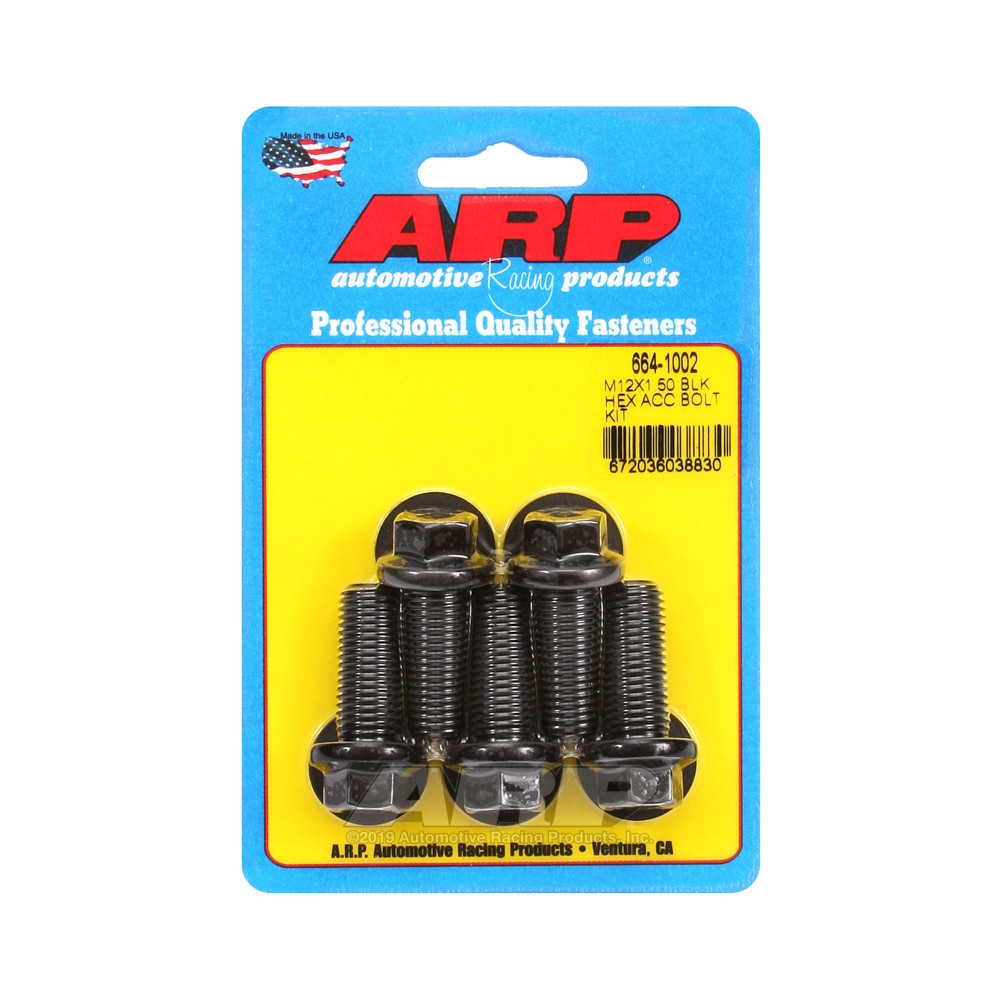 Bullone universale ARP M12 x 1,50 - Esagonale ossidato nero x5 - ARP-664-1002 - 664-1002 - 3666618196084