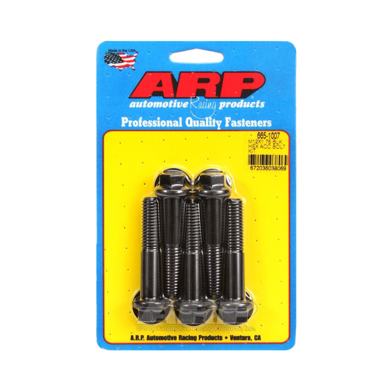 Bullone universale ARP M12 x 1,75 - Esagonale ossidato nero x5 - ARP-665-1007 - 665-1007 - 3666618196237