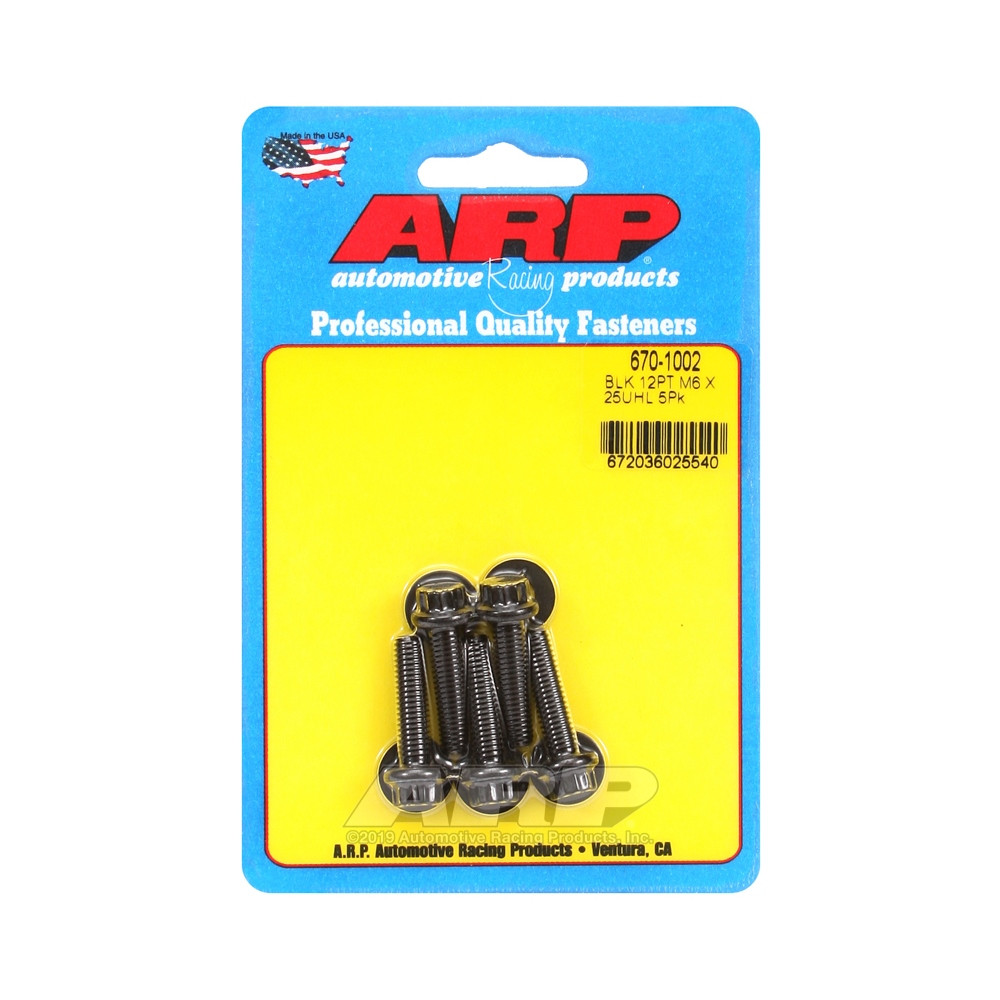 Boulonnerie universelle ARP M6 x 1.00 - Black Oxyde 12 Pts x5 - ARP-670-1002 - 670-1002 - 3666618196299