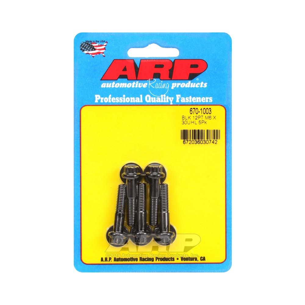 Universal Bolt ARP M6 x 1.00 - Black Oxyde 12 Pts x5 - ARP-670-1003 - 670-1003 - 3666618196305