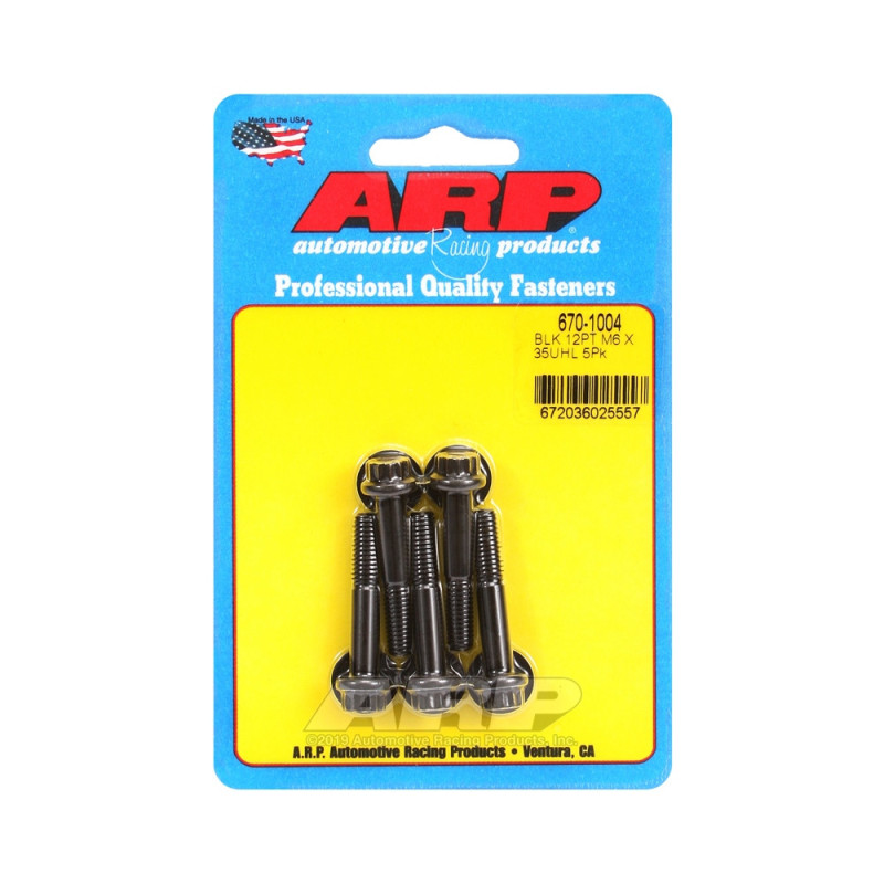 Universal Bolt ARP M6 x 1.00 - Black Oxyde 12 Pts x5 - ARP-670-1004 - 670-1004 - 3666618196312