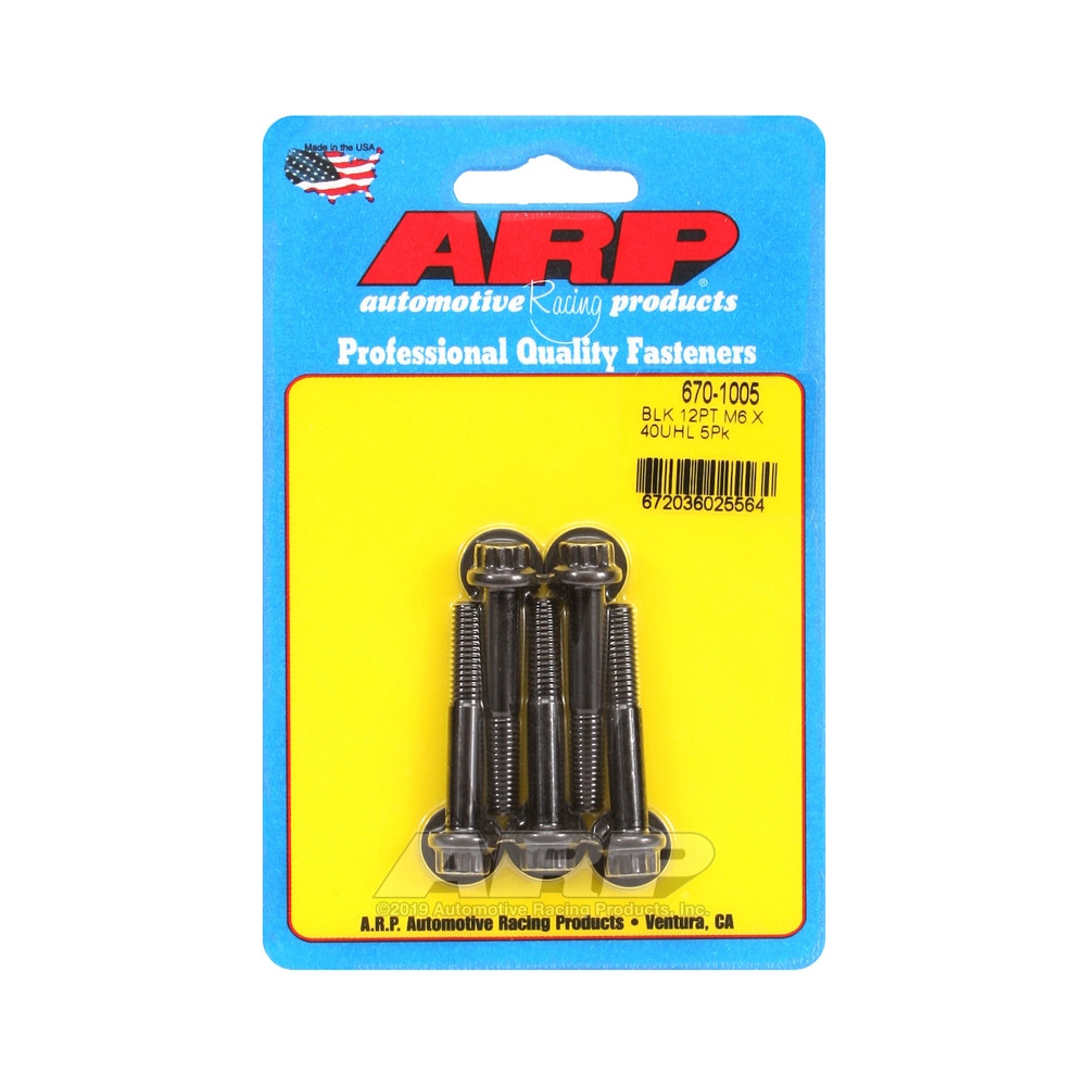Universal Bolt ARP M6 x 1.00 - Black Oxyde 12 Pts x5 - ARP-670-1005 - 670-1005 - 3666618196329