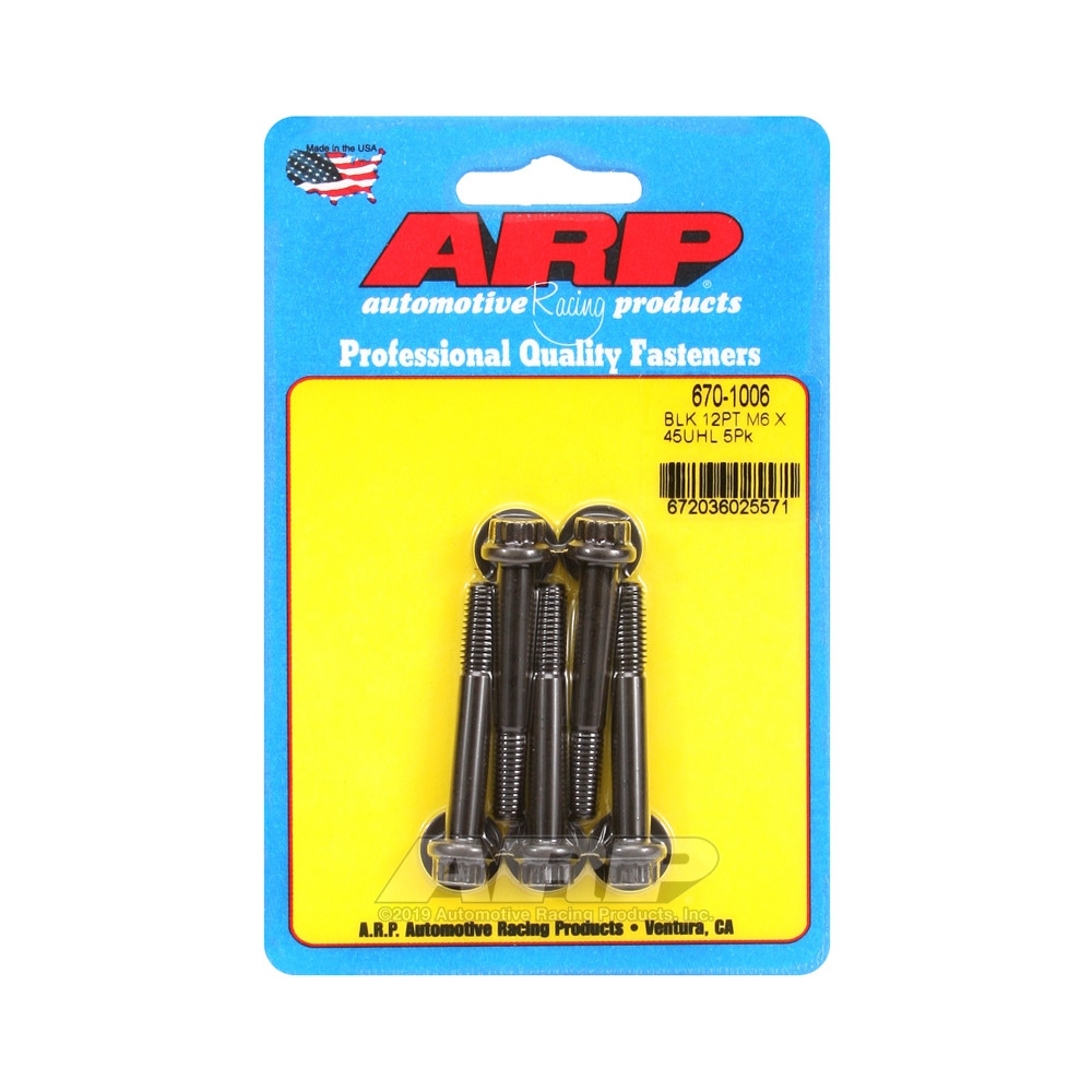 Universal Bolt ARP M6 x 1.00 - Black Oxyde 12 Pts x5 - ARP-670-1006 - 670-1006 - 3666618196336