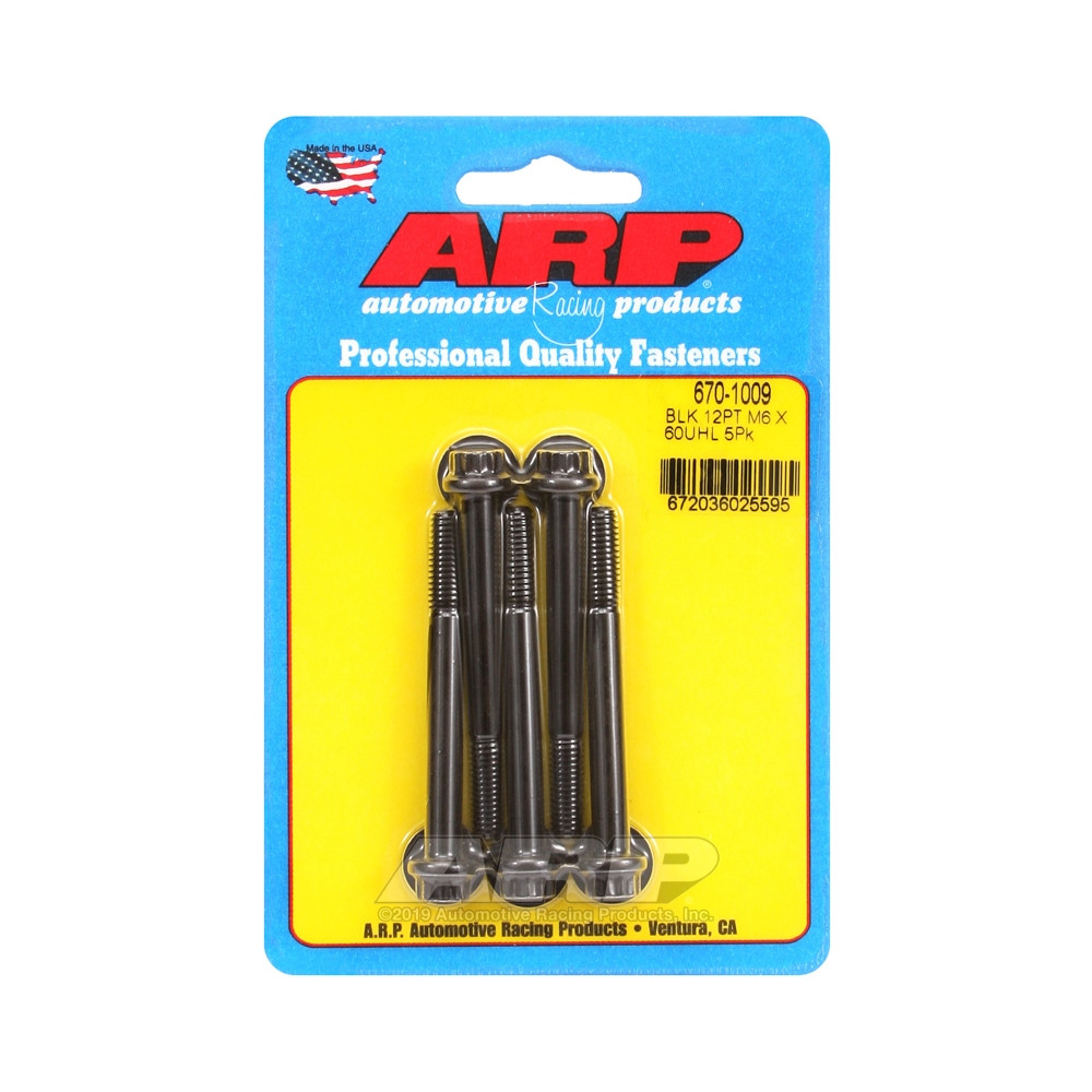 Universele Bevestigingsmiddelen ARP M6 x 1.00 - Zwart Oxide 12 St x5 - ARP-670-1009 - 670-1009 - 3666618196367