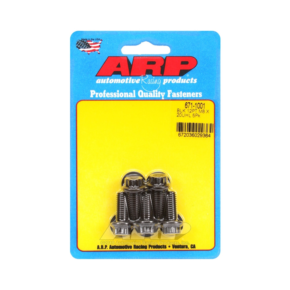ARP Universal Bolt M8 x 1.25 - Black Oxyde 12 Pts x5 - ARP-671-1001 - 671-1001 - 3666618196459